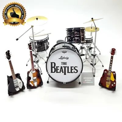 Miniature Beatles Instrument Set Accurate Reproduction Of Guitars & Ludwig Drums • $49.95