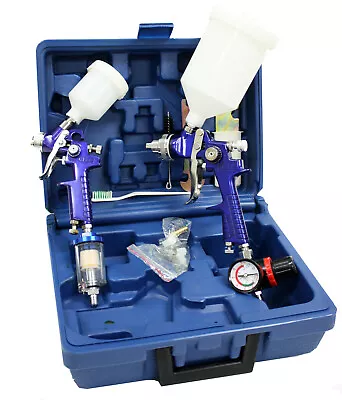 $58.99 • Buy New 2 Hvlp Air Spray Paint Gun 1.0mm 1.4mm Air Touch Up Gun Painting Tool Kit