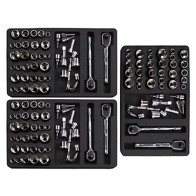 Tool Drawer Organizer 15x10 3pc Sockets Insert Bit Driver Set Black Foam Trays • $34.98