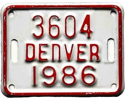 *99 CENT SALE*  1986 Denver Colorado BICYCLE License Plate #3604 No Reserve • $0.99