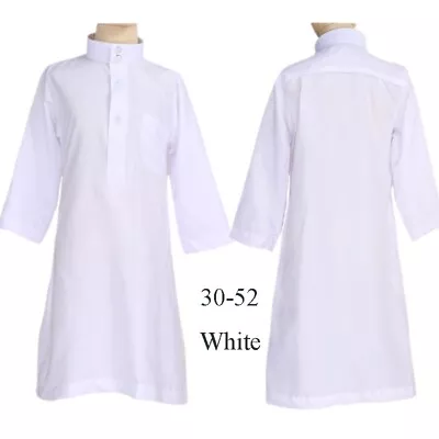 Muslim Kids Boys Traditional White Jubba Thobe Arab Dishdasha Dress Kaftan Robe • $14.44