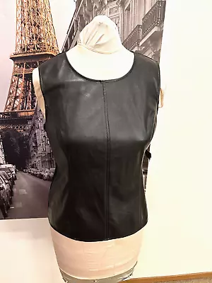 Vince Camuto Nwt Black Vegan Leather Tank With Back Stretch Size Large • $19.99