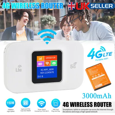 Unlocked 4G LTE LCD Pocket Mobile Broadband Wireless WiFi Router MiFi Hotspots • £9.66