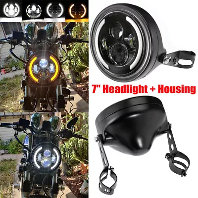 7  Inch Motorcycle LED Headlight + Mount Housing For Suzuki Boulevard M109R C90T • $74.53