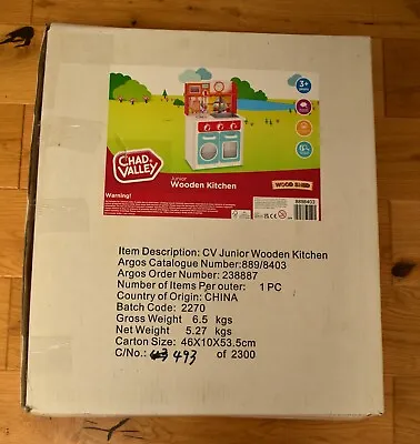 Complete Junior Wooden Kitchen By Chad Valley - BNIB Box Not Perfect • £25.99