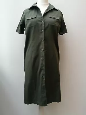 Together Khaki Military Style Casual Tunic Shirt Dress Pockets UK 14 ❤ • £14.50