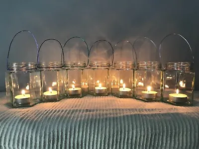 £2.55 • Buy Hanging Glass Jar Lantern Hexagonal Tea Light Candle Holder Wedding Vase Gift