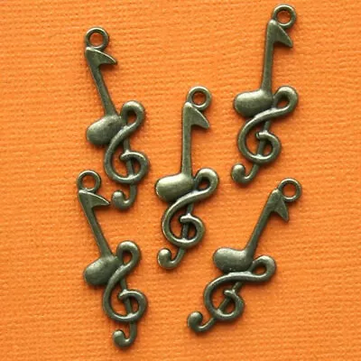 6 Music Note Charms Antique Bronze Tone Ideal For Music Enthusiasts - BC179 • $4.99