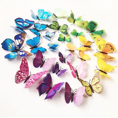 £3.40 • Buy 12 Pcs 3D Butterfly Wall Stickers Art Decal Home Room Decorations Decor Kids G/S