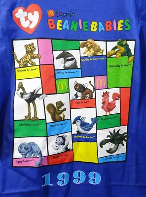 Vintage 90s McDonald's Teenie Beanie Babies 1999 Fast Food Promo T Shirt Size L • $34.50