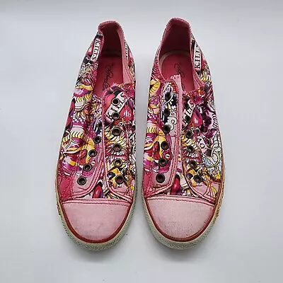 Ed Hardy Pink Slip On Tennis Shoes Woman’s Size 10 Style Love Kills 19FSC104W • $29.99