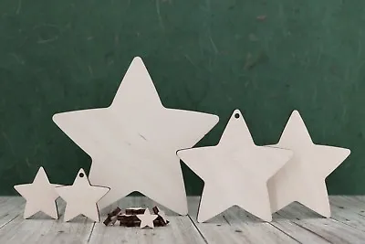 £3.61 • Buy Wooden Star Shapes, Birch Plywood Craft Blank Cutout, Plaques, Tags, Pyrography