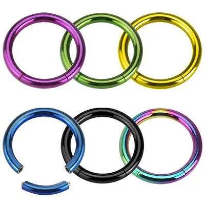 $5.99 • Buy Titanium Anodized Surgical Steel  Seemless  Segment Ring Hoop Body Piercing
