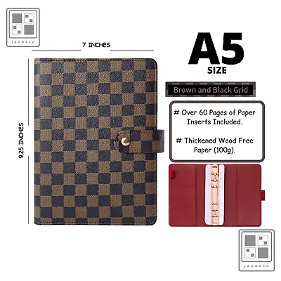 💗 Luxury Checkered Agenda Binder Planner Journal A5 [Brown Red| RoseGold-Ring] • $34.99