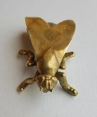 Vintage Brass Fly? Insect W Wings 3.25  Long - Unique Gold Tone Figurine Piece • $24