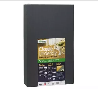 XPS FOAM CLASSIC UNDERLAY FOR WOOD AND LAMINATE FLOORS 5MM THICK 60 X 85.6 CM • £22.99