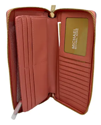 Michael Kors Continental Wallet Wristlet Sherbet Orange Leather 35T7GTVE7L • $68.99