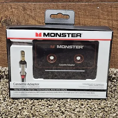 Monster Aux Cord Cassette Adapter 800 - ICarPlay For Car Tape Deck Auxiliary • $13.87