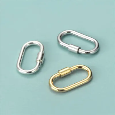 1 PC 925 Sterling Silver Oval Link Lock Enhancer Bail Carabiner Clasp Connector • $8.91