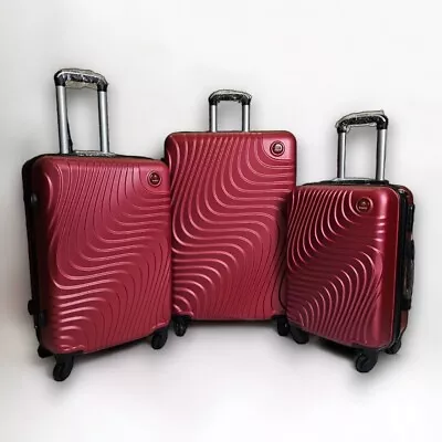 3pcs Suitcase Set ABS Cabin Hard Shell Travel Luggage Trolley 4 Wheel Light A30 • £69.99