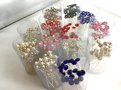 Wedding.Bride.Proms.Hair Pin.Pack20. Diamante.Gems.Jewels.Sil/Gold Plated.Pearl. • £3.75