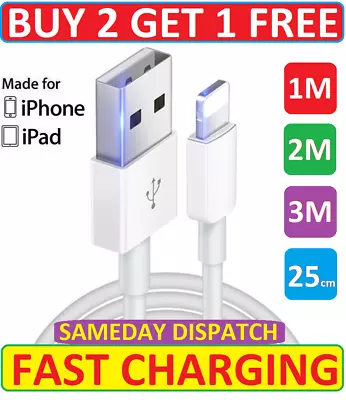 USB IPhone Charger Fast For Apple Long Cable USB Lead 6 7 8 X XS XR 11 12 13 Pro • £2.49