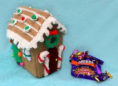 KNITTING PATTERN - Christmas Gingerbread House Sweet Holder 17 Cms Tall • £3.25