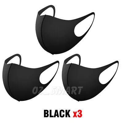 3X Washable Face Mask Unisex Black Fashion Mouth Cover Protective Masks Reusable • $5.95