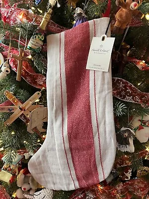 Hearth & Hand With Magnolia Bold Red Center Stripe Cream Stocking Linen/Cotton • $16.99