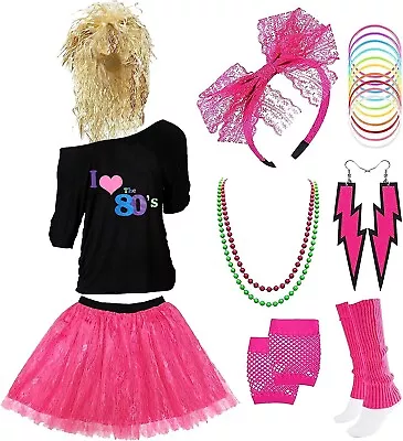 80S Costume For Women Accessories Set With Fishnet Gloves Leg Warmers Small • $20.99