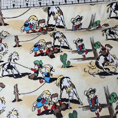 Camelot Cottons Vintage Retro Cowboys Western Flannel 100% BRUSHED COTTON Fabric • £3.75