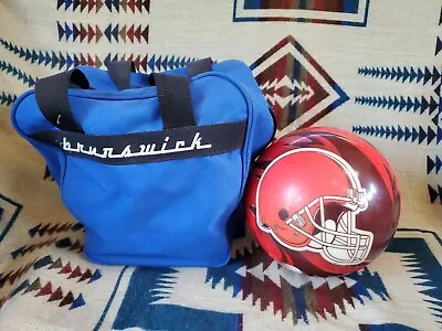 14 Pound Bowling Ball Viz-A-Ball RARE NFL Cleveland BROWNS HR41288 USA Brunswick • $149.99