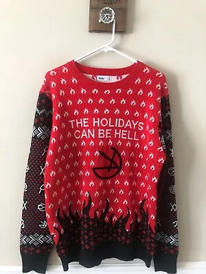 Hulu Marvel Helstrom Mens Size Large Ugly Christmas Sweater Red Black • $24.99