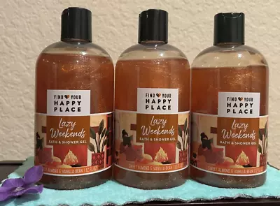 Find Your Happy Place Bath Shower Gel LAZY WEEKEND Sweet Almond & Vanilla Bean 3 • $12.95