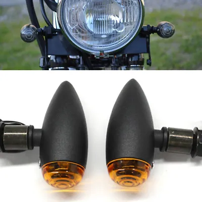 Motorcycle Black Bullet Amber Brake Running Turn Signal Indicators Tail Lights • $16.85