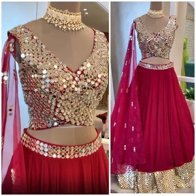 Indian Lehenga Choli For Women Real Mirror Embroidery Lehanga • $65.99