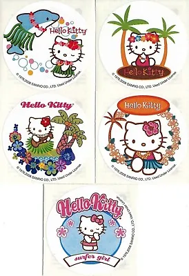 5 X Circle Stickers ~ Hello Kitty Tropical Kitten Flowers Dolphin Cat ~ • $3