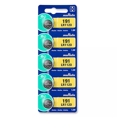 5 Murata Alkaline LR1120 191 Batteries LR55 1.5V Coin Cell Button Exp 2024/09 • £2.52