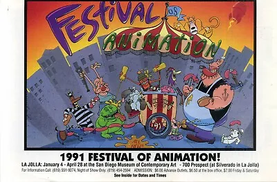 Festival Of Animation 1991 Vintage Flyer Tom McGrath Chris Miller David Wasson • £19.46