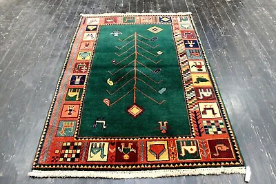4x6 Spectacular Mint Hand Knotted Vegetable Dye Tree Of Life Gabbeh Wool Rug • $0.99