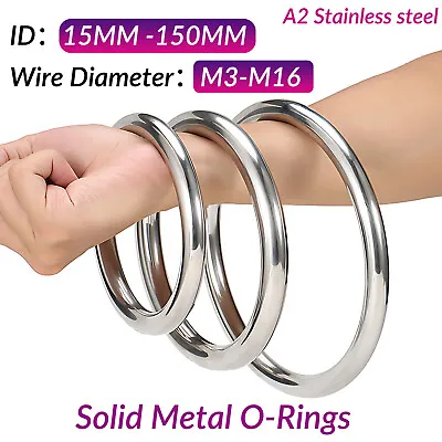 A2 Stainless Steel Round Rings Heavy Duty Solid Metal O Ring Welded Smooth • $71.69