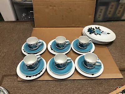 23 Pieces Vintage Barratts Of Staffordshire Blue Harmony Dinner Cups Saucers Etc • £29.95