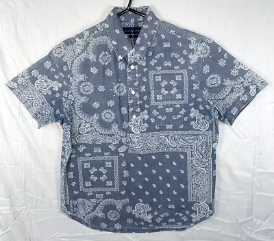 Polo Ralph Lauren Blue Indigo Paisley Chambray Popover Men's Size Large • $25