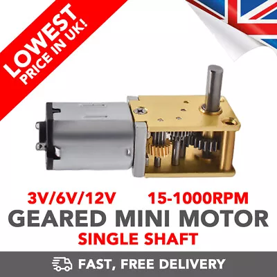 Geared Micro Motor SINGLE SHAFT Reduction Gearbox (4-381 RPM) DC 3v 6v 12v RC • £6.99