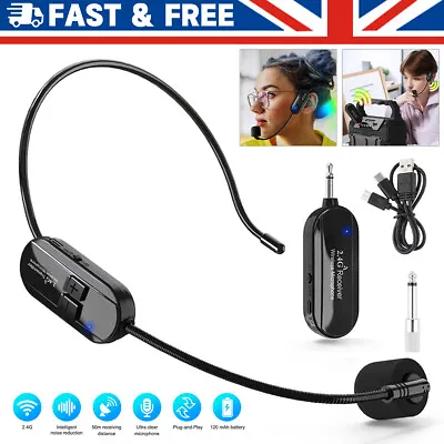 2.4G Wireless Microphone Headset Mic-For-Voice-Amplifier Speaker Meeting Singing • £15.28