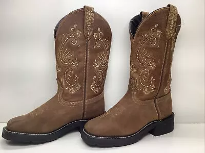 Womens Masterson Boot Cowboy Sq Toe Brown Boots Size 9 M • $26.99