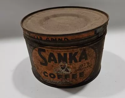 Vintage Sanka Coffee Can Advertising Tin Key Wind • $24.99