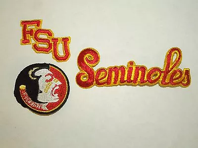 3 Florida State Seminoles Patches - 1  Seminoles  1 Mascot & 1  FSU  Initials  • $15