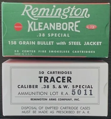 Remington Wwii  Cal. .38 Spl 158 Grain Ball & Tracer  New Replica  Ammo Boxes • $10