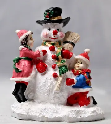 Children Building Frosty Like Snowman Christmas Village Accessory Figurine 3.5  • $3.85